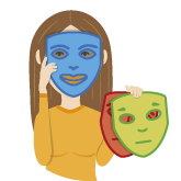 Frau mit verschiedenen Masken
